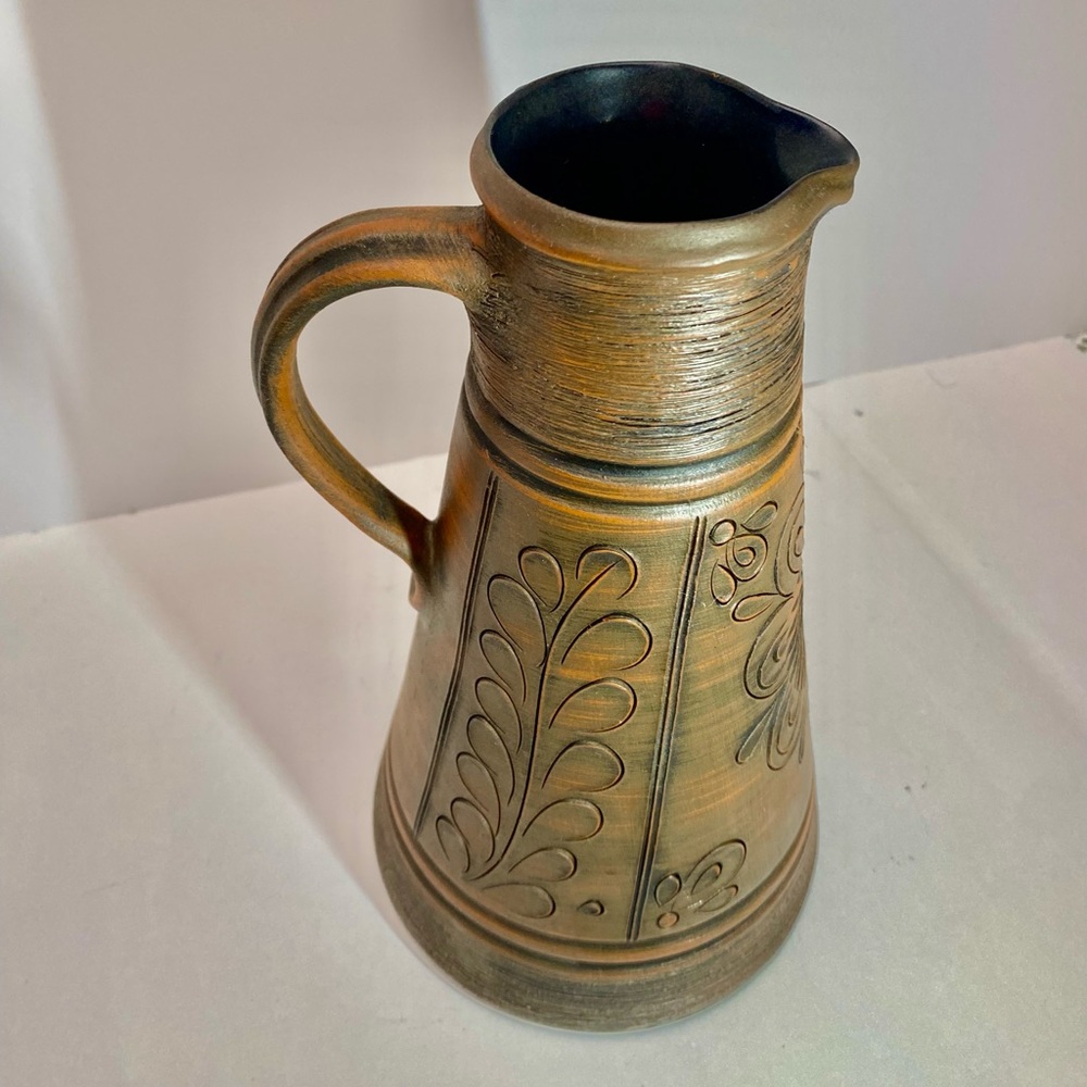 VTG HANDARBEIT GERMAN REDWARE POTTERY WATER PICHER - Picture 4 of 6